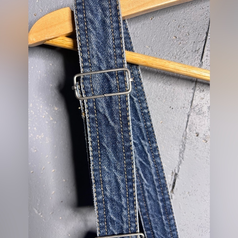 Free People Denim Raw Hem Mini Overall Skirt Size 4 - Picture 8 of 15